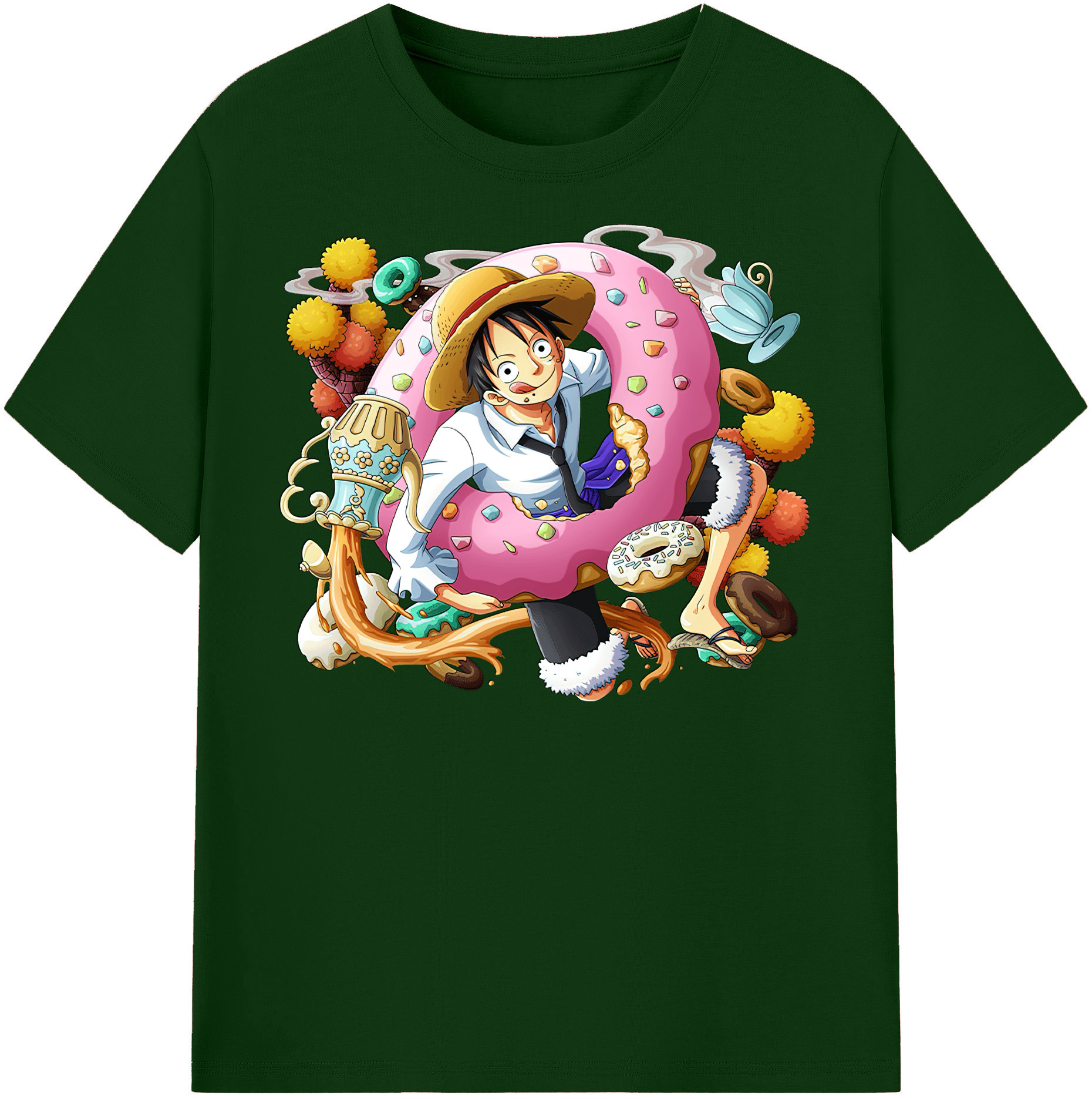 ワンピース モンキー・D・ルフィ ONE PIECE Monkey D. Luffy 綿100％半袖Tシャツ（フロントプリント）